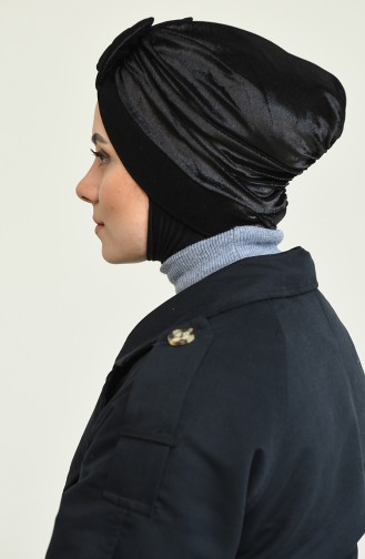 Bonnet Velours avec Noeud 0025-06 Noir 0025-06