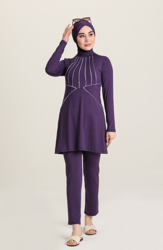 Lila Hijab Badeanzug 1003-03