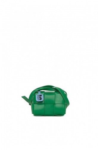 Bagmori Kalın Örme Derili Mini Çanta M000006612 Yeşil