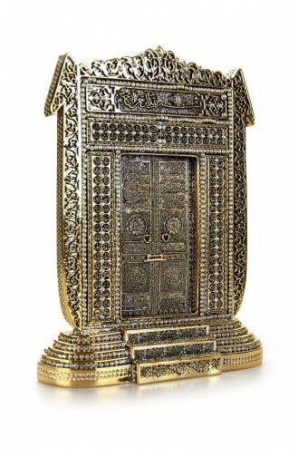 Elif Kabe Kapısı Kristal Taş Süslemeli Dini Hediyelik Biblo Gold Renk