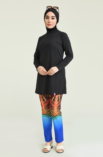 Schwarz Hijab Badeanzug 02158-01