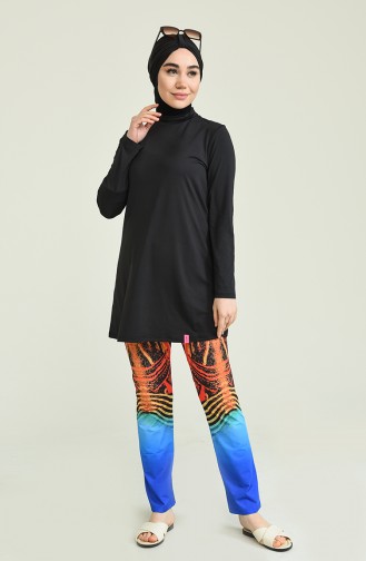 Schwarz Hijab Badeanzug 02158-01