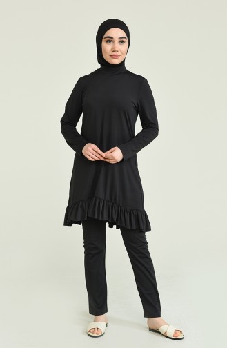 Schwarz Hijab Badeanzug 2218-01