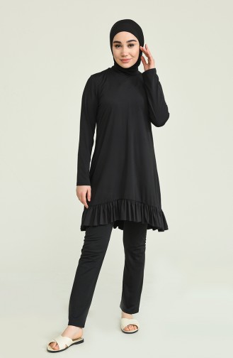 Schwarz Hijab Badeanzug 2218-01