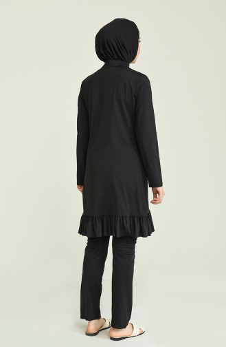 Schwarz Hijab Badeanzug 2218-01