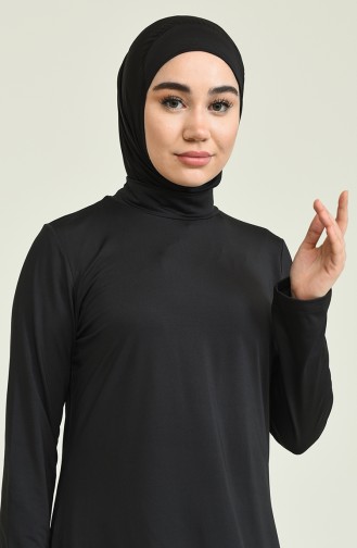 Schwarz Hijab Badeanzug 2218-01