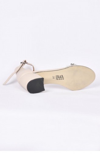 Papuçcity Tria 5 Cm Topuklu Şeffaf Tek Bant Sandalet Ayakkabı Bej