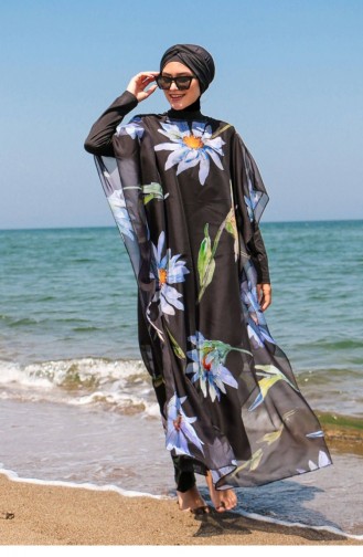 Çiçek Desenli Kaftan Kimono Pareo P2105