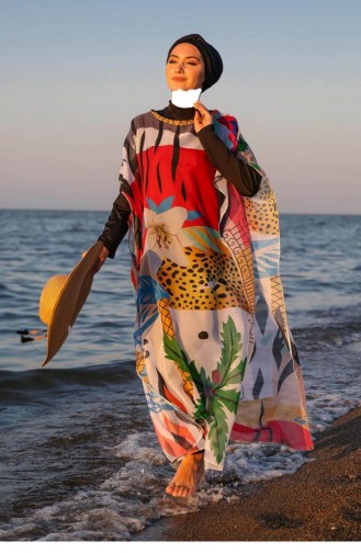 Yaprak Desenli Kaftan Kimono Pareo P2102