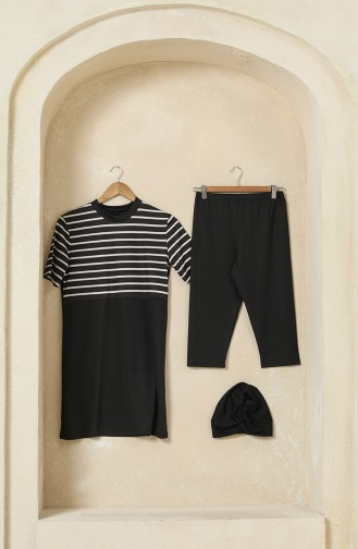 Schwarz Hijab Badeanzug 2223-01