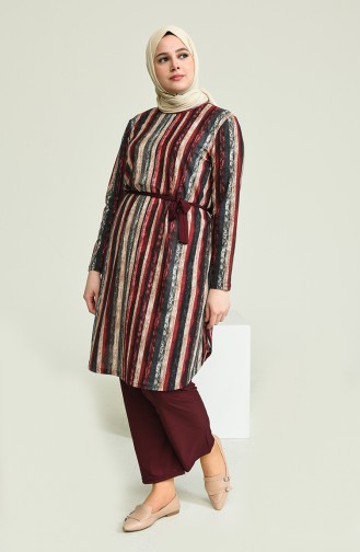 Ensemble Deux Pieces Tunique Pantalon Grande Taille 2616A-01 Bordeaux 2616A-01