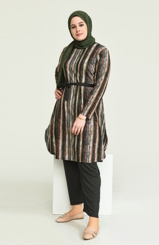 Ensemble Deux Pieces Tunique Pantalon Grande Taille 2616A-02 Khaki 2616A-02