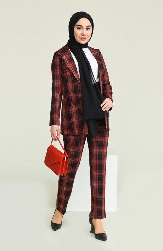 Plaid Suit Claret Red 9957 13139