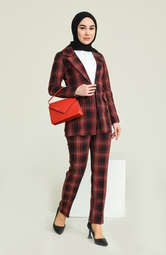 Plaid Suit Claret Red 9957 13139