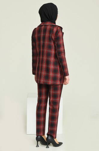 Plaid Suit Claret Red 9957 13139