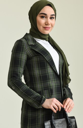 Ekoseli Ceketli Takım Haki 9957