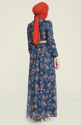 Indigo Hijab Dress 10479.İndigo