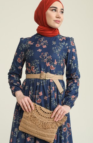 Indigo Hijab Dress 10479.İndigo