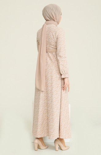Cream Hijab Dress 10623.Krem