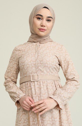 Cream Hijab Dress 10623.Krem