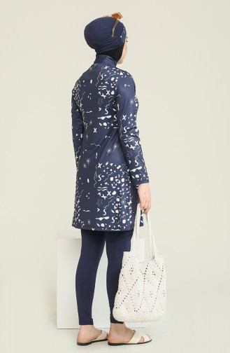 Dunkelblau Hijab Badeanzug 2909.Lacivert