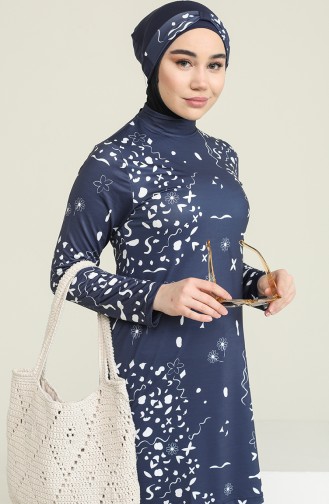 Dunkelblau Hijab Badeanzug 2909.Lacivert