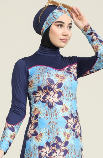 Dunkelblau Hijab Badeanzug 1006-01
