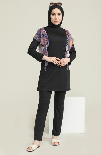 Schwarz Hijab Badeanzug 2225-01