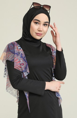 Schwarz Hijab Badeanzug 2225-01