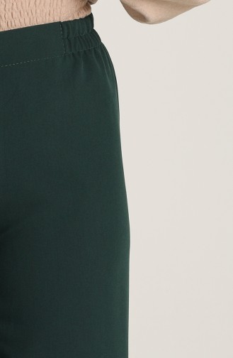 Beli Lastikli Düz Paça Pantolon 2062-22 Zümrüt Yeşil