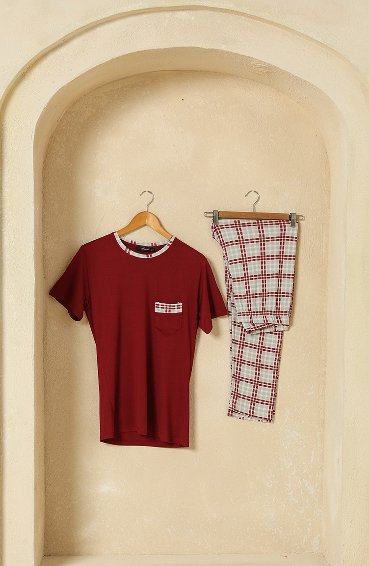 Pijama Takımı 5676-01 Bordo