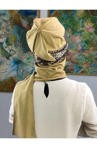 Parlak Bakır Leoparlı Çarkıfelek Model Tokalı Atkılı Şapka 36BST060322-02 Sütlü kahve Bakır Rengi