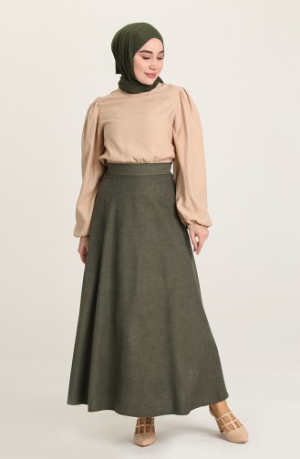 Zippered Skirt 2523-09 Dark Khaki 2523-09
