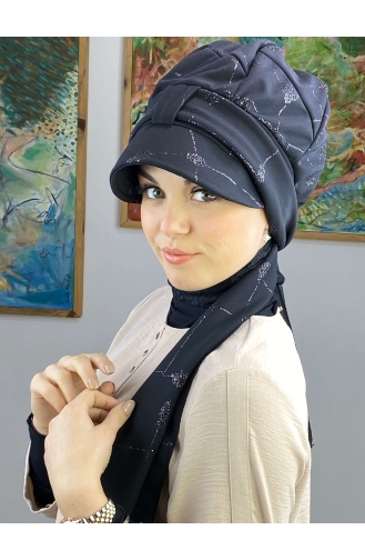 Black Ready to Wear Turban 39BST060322-01
