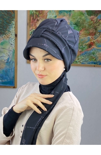 Black Ready to wear Turban 39BST060322-01