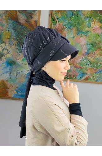 Black Ready to Wear Turban 39BST060322-01