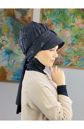 Black Ready to wear Turban 39BST060322-01