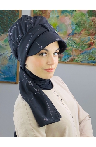 Black Ready to wear Turban 39BST060322-01