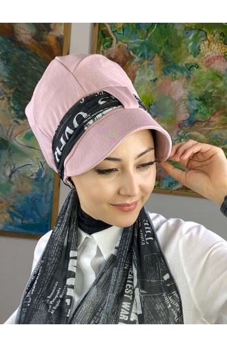 Çarkıfelek Model Tek Biritli Fularlı Şapka 52BST060322-20 Açık Pembe