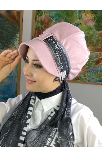 Çarkıfelek Model Tek Biritli Fularlı Şapka 52BST060322-20 Açık Pembe