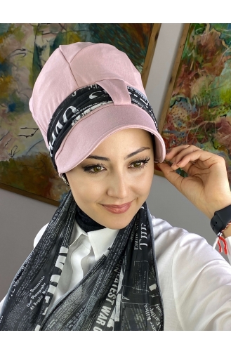 Çarkıfelek Model Tek Biritli Fularlı Şapka 52BST060322-20 Açık Pembe