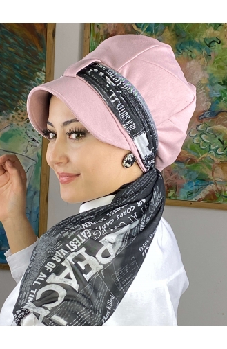 Çarkıfelek Model Tek Biritli Fularlı Şapka 52BST060322-20 Açık Pembe