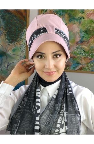 Çarkıfelek Model Tek Biritli Fularlı Şapka 52BST060322-20 Açık Pembe