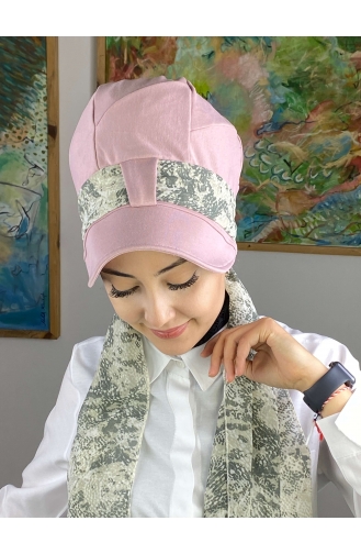Çarkıfelek Model Tek Biritli Fularlı Şapka 52BST060322-21 Açık Pembe