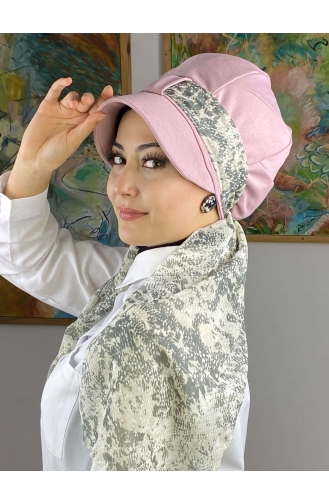 Çarkıfelek Model Tek Biritli Fularlı Şapka 52BST060322-21 Açık Pembe