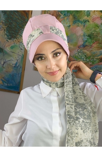 Çarkıfelek Model Tek Biritli Fularlı Şapka 52BST060322-21 Açık Pembe