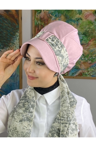 Çarkıfelek Model Tek Biritli Fularlı Şapka 52BST060322-21 Açık Pembe