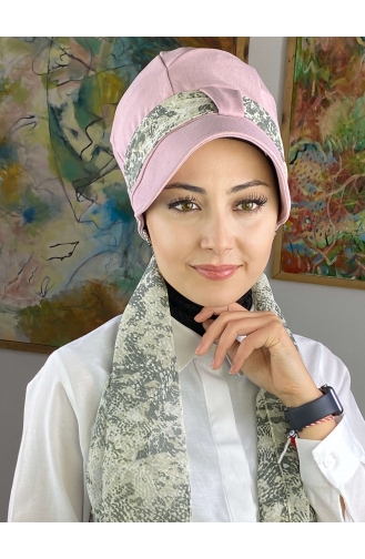 Çarkıfelek Model Tek Biritli Fularlı Şapka 52BST060322-21 Açık Pembe