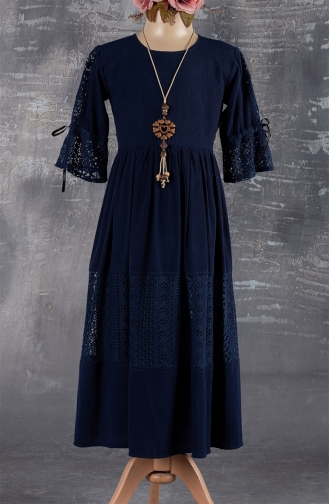 Navy Blue Children`s Dress 1604-03