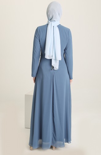 Baby Blue Hijab Evening Dress 11910